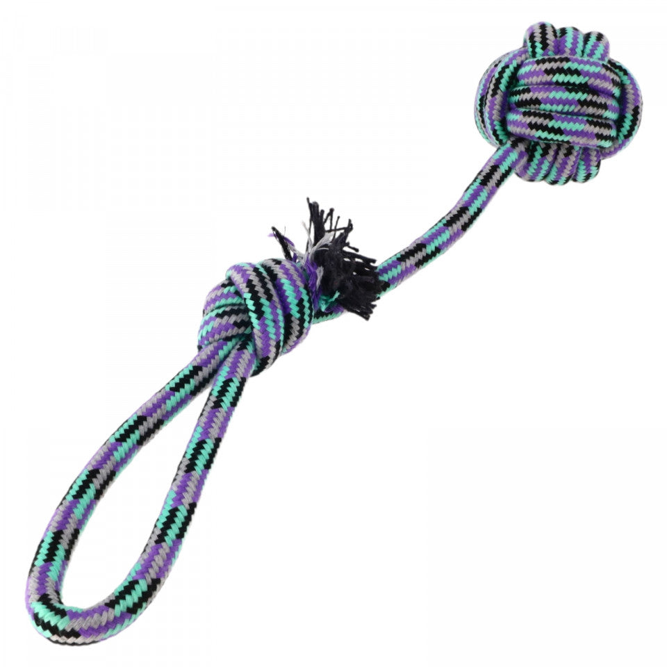 Jucarie pentru caini, franghie cu minge, NO9756, 42 cm, Multicolor