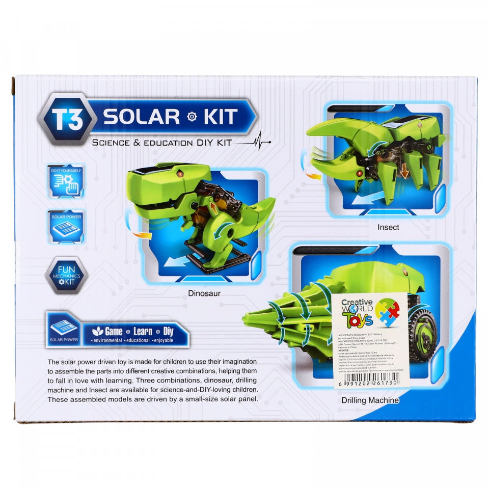 Kit stiintific, Invata sa devii un om de stiinta, Robot Solar 3 in 1, pentru a-ti dezvolta inteligenta si inovatia poti crea un robot, o insecta sau o masina de forat, 8+ ani, Verde