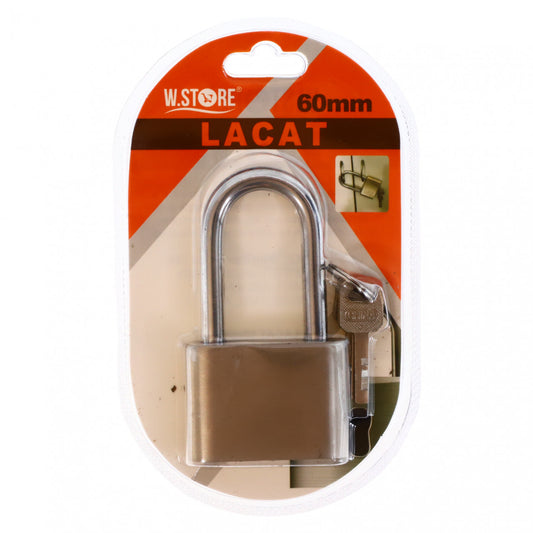 Lacat, 3 chei, NO735, 6 cm, Argintiu