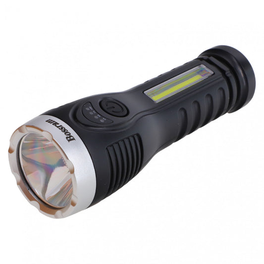 Lanterna LED, reincarcabila USB, 4 moduri iluminare, NO702, 16 cm, Negru