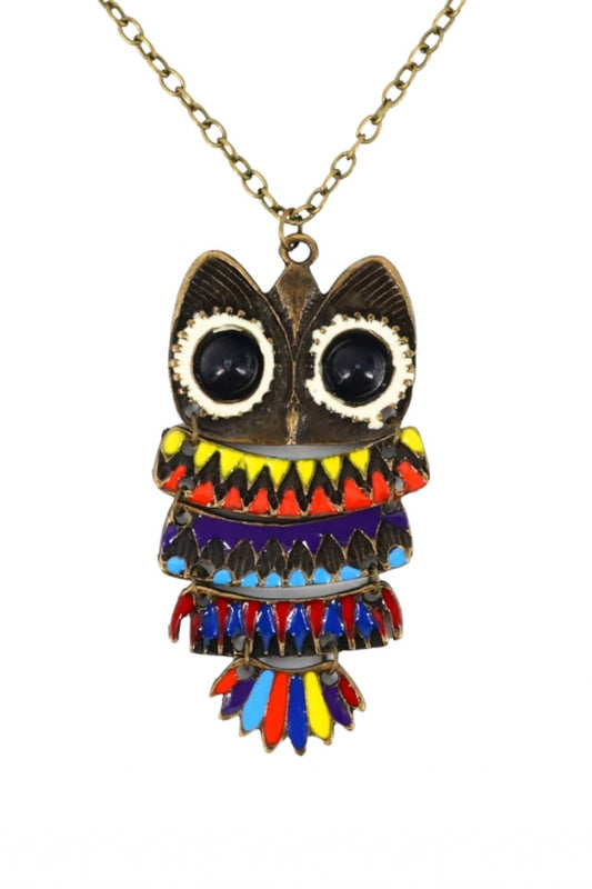 Lantisor cu pandantiv, Bufnuita, NO827, 30 cm, Multicolor
