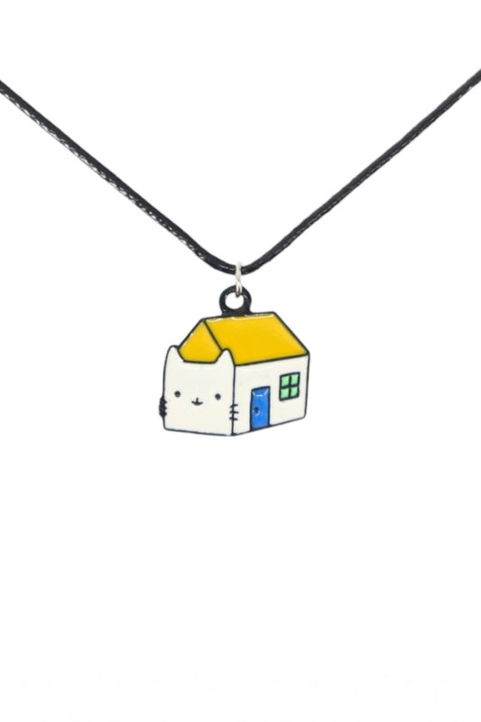 Lantisor cu pandantiv, Casa pisica, NO1018, 50 cm, Multicolor