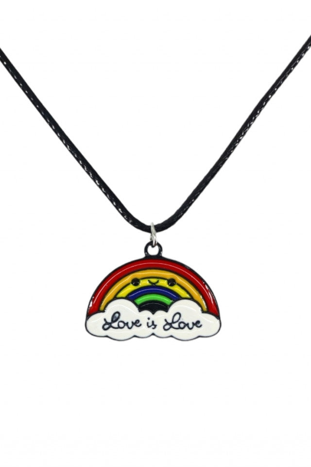 Lantisor cu pandantiv, Curcubeu love is love, NO1116, 50 cm, Multicolor
