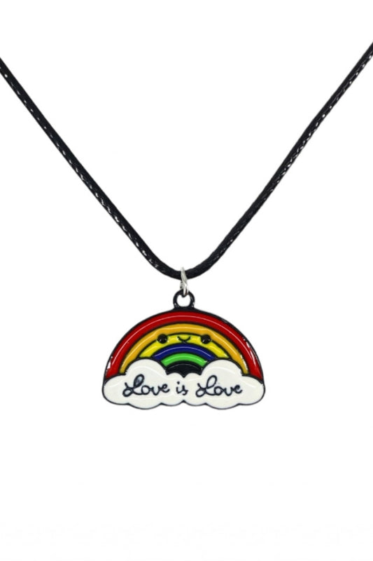 Lantisor cu pandantiv, Curcubeu love is love, NO1116, 50 cm, Multicolor
