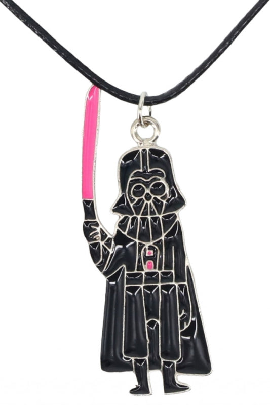 Lantisor cu pandantiv, Darth Vader cu palos roz, NO1041, 50 cm, Multicolor