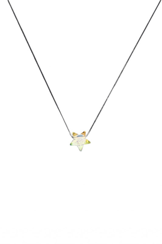 Lantisor cu pandantiv pe fir invizibil, NO319, Stea, Multifatetat, Handmade, 38 cm / 0.8 cm, Multicolor