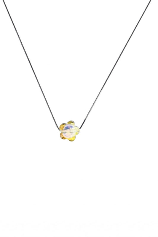 Lantisor cu pandantiv pe fir invizibil, NO323, Floare, Multifatetat, Handmade, 38 cm / 0.8 cm, Multicolor