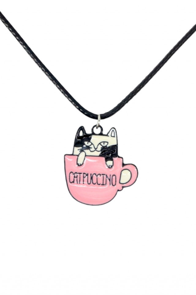 Lantisor cu pandantiv, Pisica Catpuccino, NO994, 50 cm, Multicolor