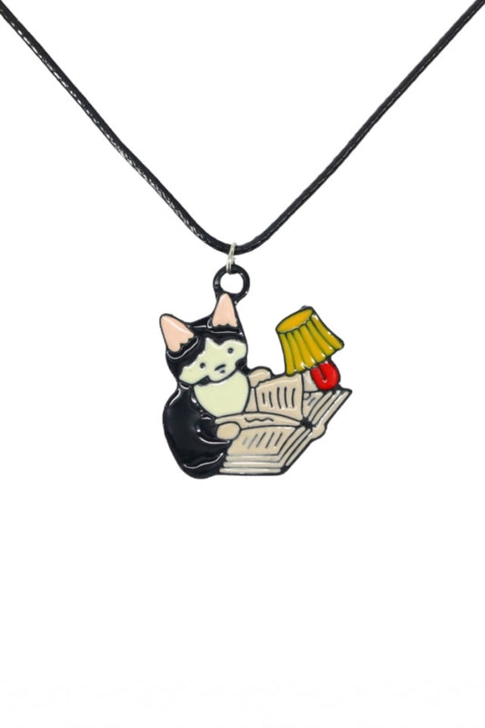 Lantisor cu pandantiv, Pisica citeste, NO1044, 50 cm, Multicolor