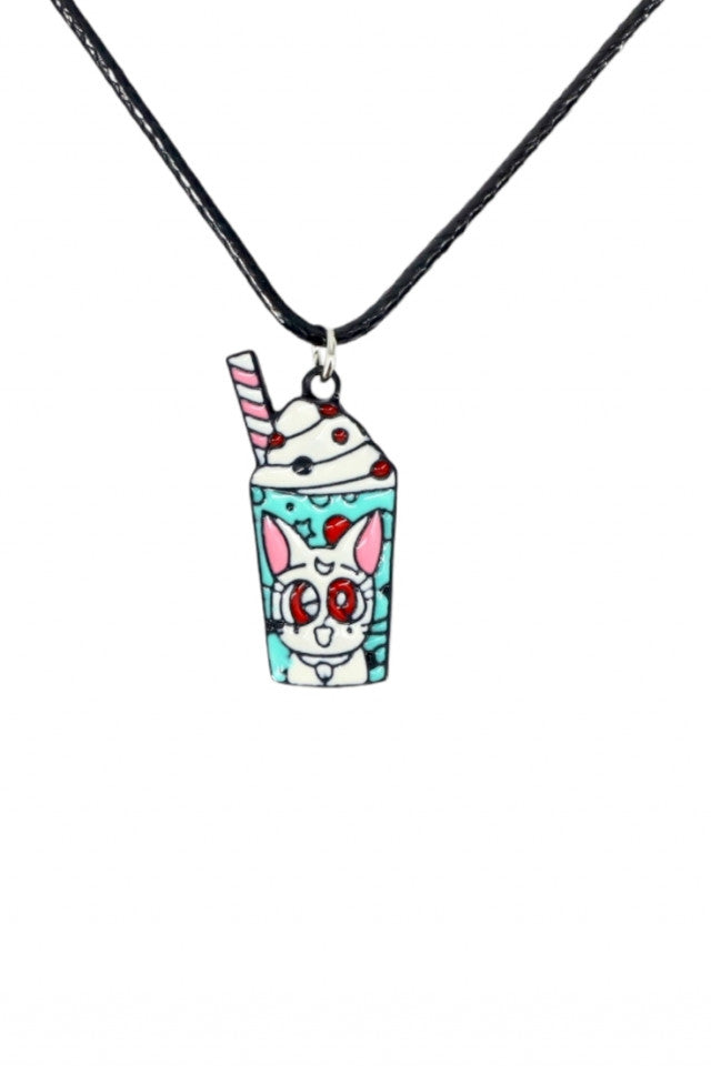 Lantisor cu pandantiv, Pisicuta cu capuccino, NO997, 50 cm, Multicolor
