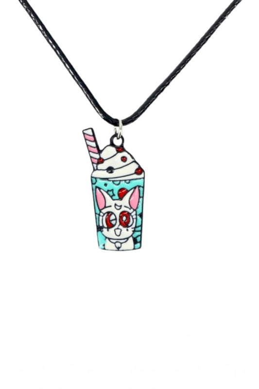 Lantisor cu pandantiv, Pisicuta cu capuccino, NO997, 50 cm, Multicolor