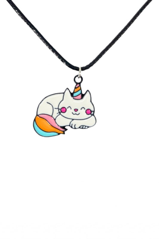 Lantisor cu pandantiv, Pisicuta unicorn, NO1055, 50 cm, Multicolor