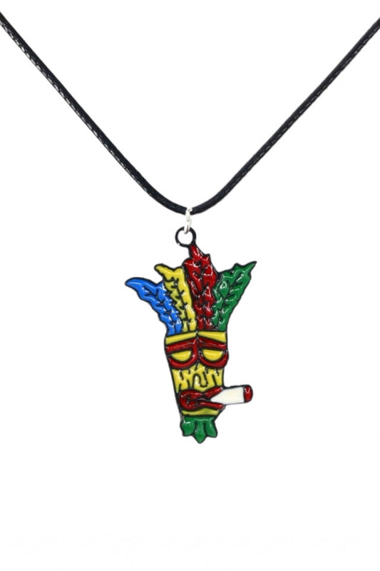 Lantisor cu pandantiv, Rasta man canabis, NO1134, 50 cm, Multicolor