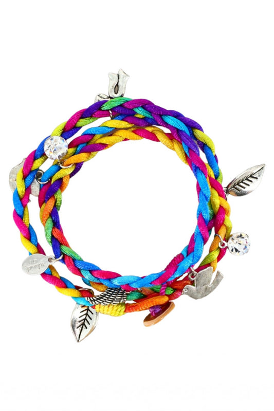 Lantisor dama, snur impletit, Handmade, 56 cm, Multicolor