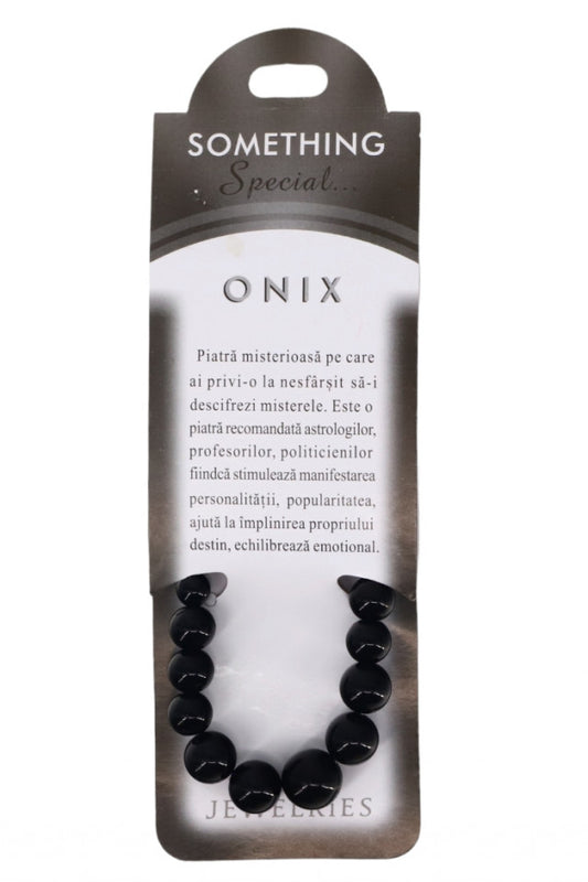 Lantisor din pietre semipretioase, Onix, NO166, 45 cm, Negru