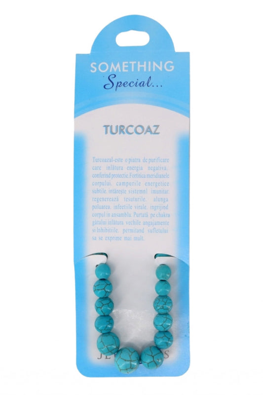 Lantisor din pietre semipretioase, Turcoaz, NO167, 45 cm, Albastru