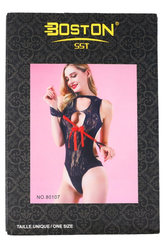 Lenjerie sexy, Body din plasa, NO80107, One Size INTL, Negru