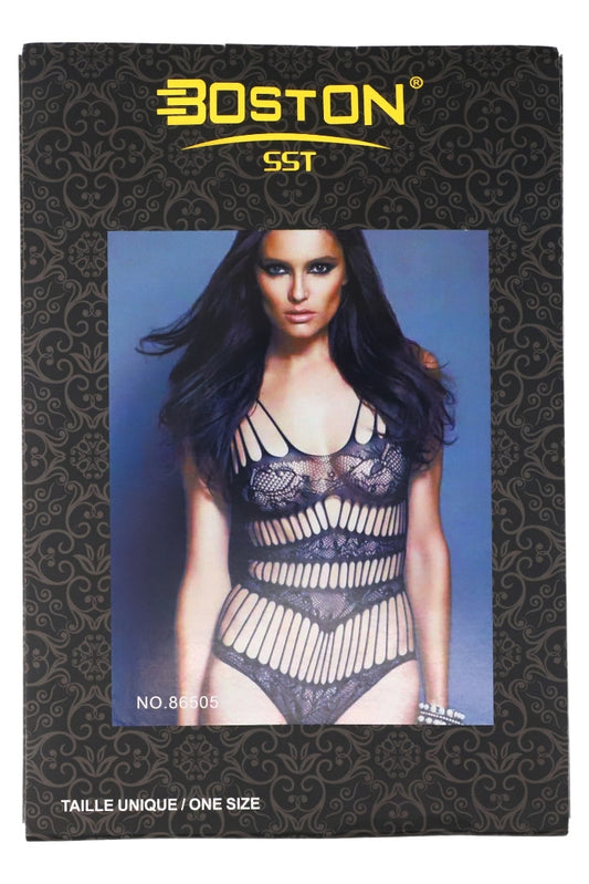 Lenjerie sexy, Body din plasa, NO86505, One Size INTL, Negru