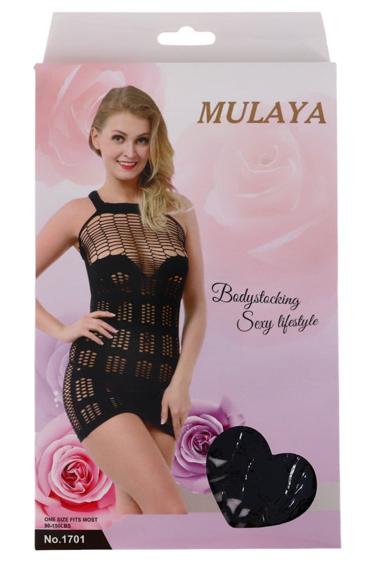 Lenjerie sexy, Body tip plasa, NO1701, One Size INTL, Negru