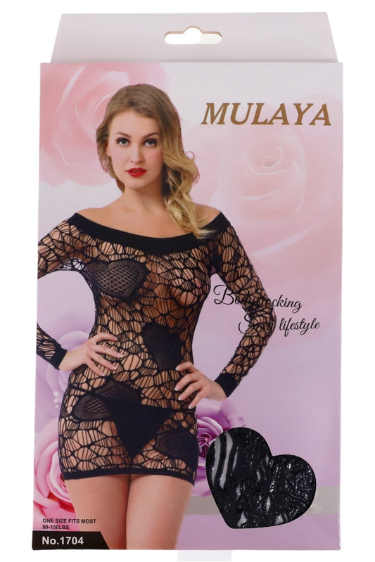 Lenjerie sexy, Body tip plasa, NO1704, One Size INTL, Negru