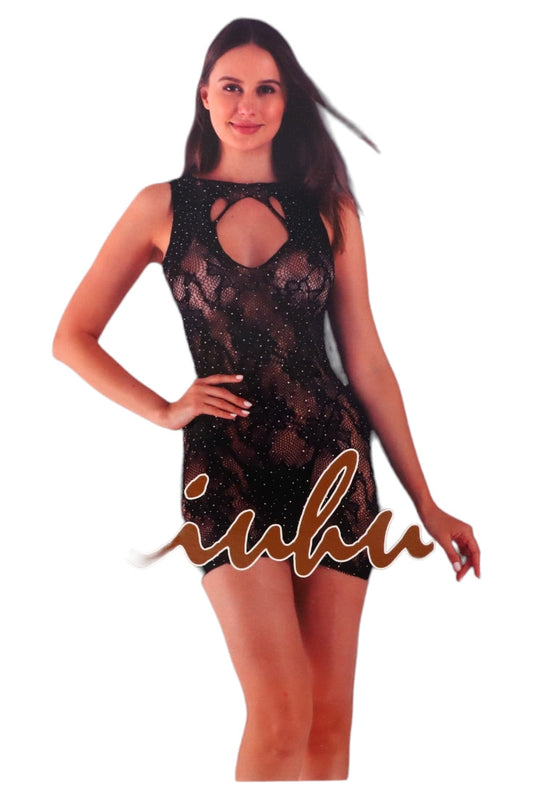 Lenjerie sexy, Body tip plasa, NO2028, One Size INTL, Negru