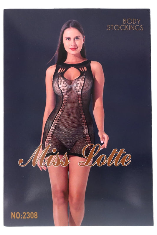 Lenjerie sexy, Body tip plasa, NO2308, One Size INTL, Negru