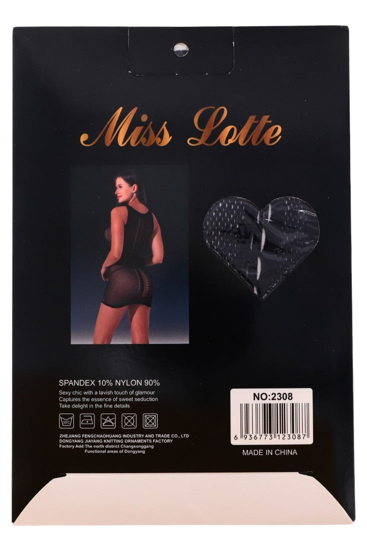 Lenjerie sexy, Body tip plasa, NO2308, One Size INTL, Negru