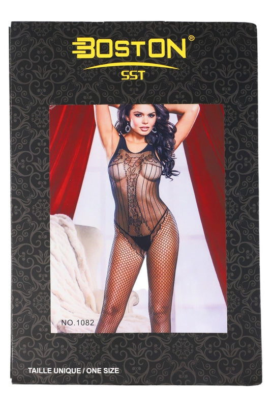 Lenjerie sexy, Bodystocking din plasa, NO1082, One Size INTL, Negru