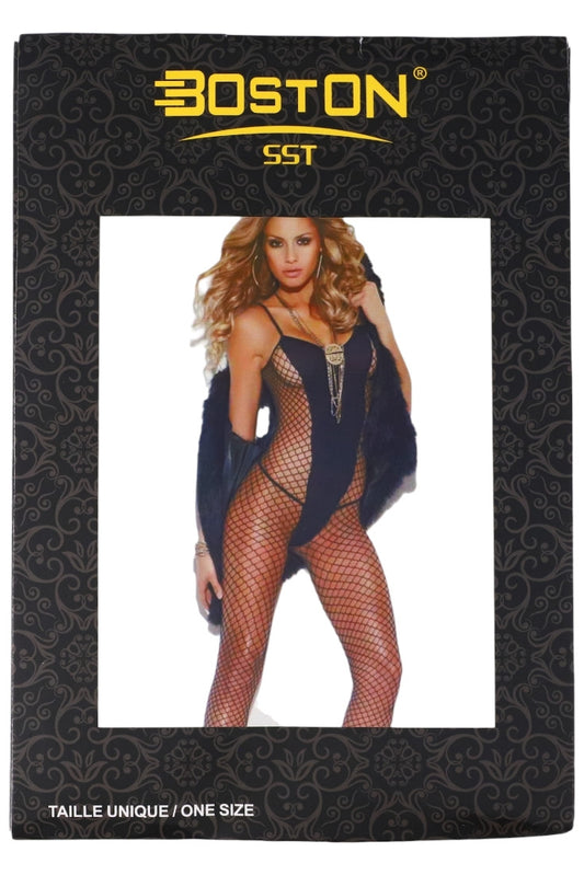 Lenjerie sexy, Bodystocking din plasa, NO80146, One Size INTL, Negru