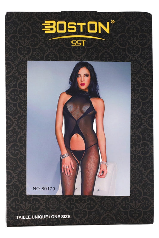 Lenjerie sexy, Bodystocking din plasa, NO80179, One Size INTL, Negru