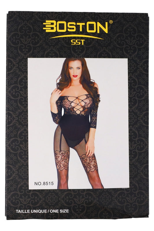 Lenjerie sexy, Bodystocking din plasa, NO8515, One Size INTL, Negru