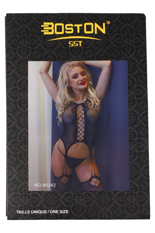 Lenjerie sexy, Bodystocking din plasa, NO85242, One Size INTL, Negru