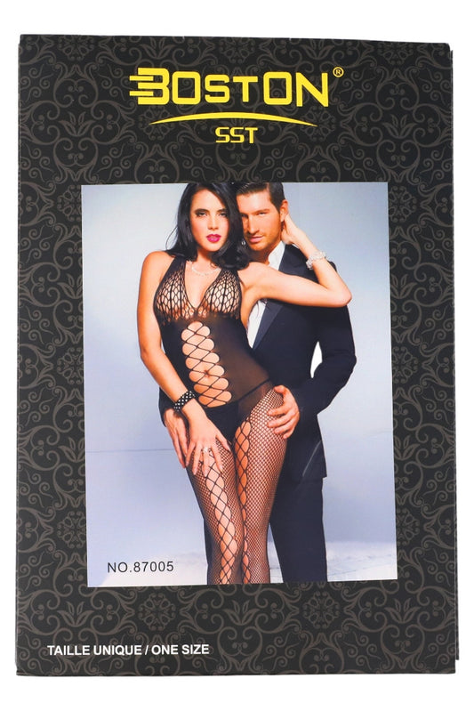 Lenjerie sexy, Bodystocking din plasa, NO87005, One Size INTL, Negru