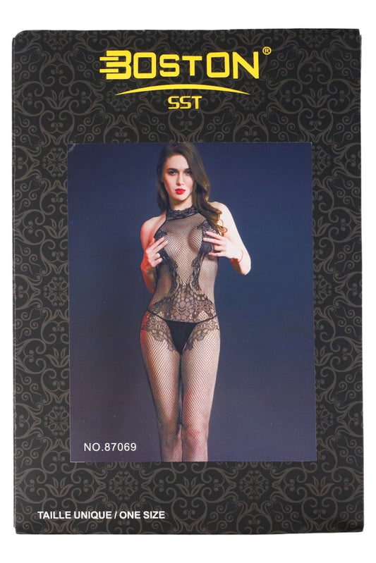 Lenjerie sexy, Bodystocking din plasa, NO87069, One Size INTL, Negru