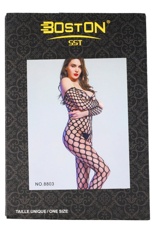 Lenjerie sexy, Bodystocking din plasa, NO8803, One Size INTL, Negru