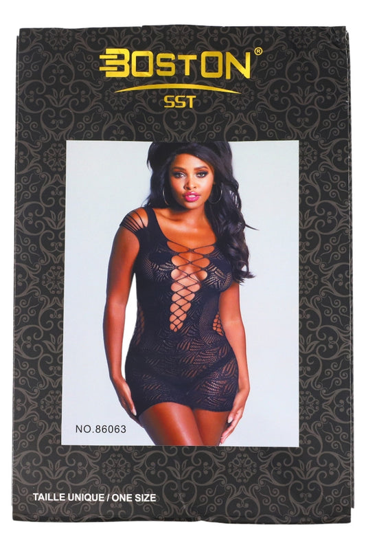 Lenjerie sexy, Rochie din plasa, NO86063, One Size INTL, Negru