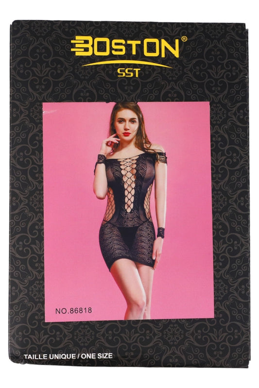 Lenjerie sexy, Rochie din plasa, NO86818, One Size INTL, Negru