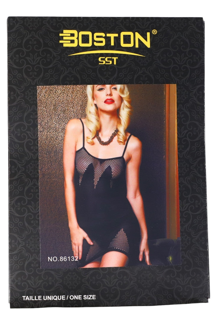 Lenjerie sexy, Rochie scurta din plasa, NO86132, One Size INTL, Negru