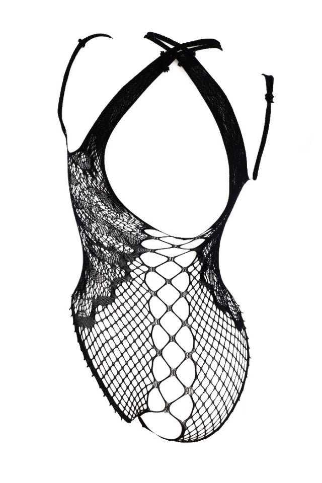 Lenjerie sexy, tip body, dantela, NO7464, One Size INTL, Negru