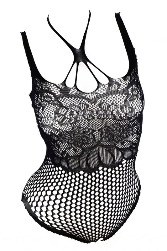 Lenjerie sexy, tip body, dantela, NO7469, One Size INTL, Negru
