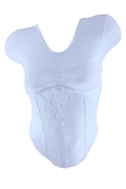 Lenjerie sexy, tip body, maneca lunga, dantela, NO7442, One Size INTL, Alb