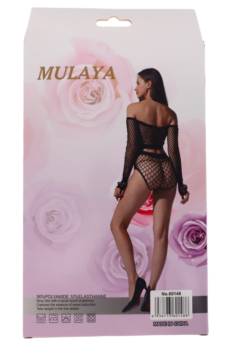 Lenjerie sexy tip plasa, 2 piese, NO60148, One Size INTL, Negru