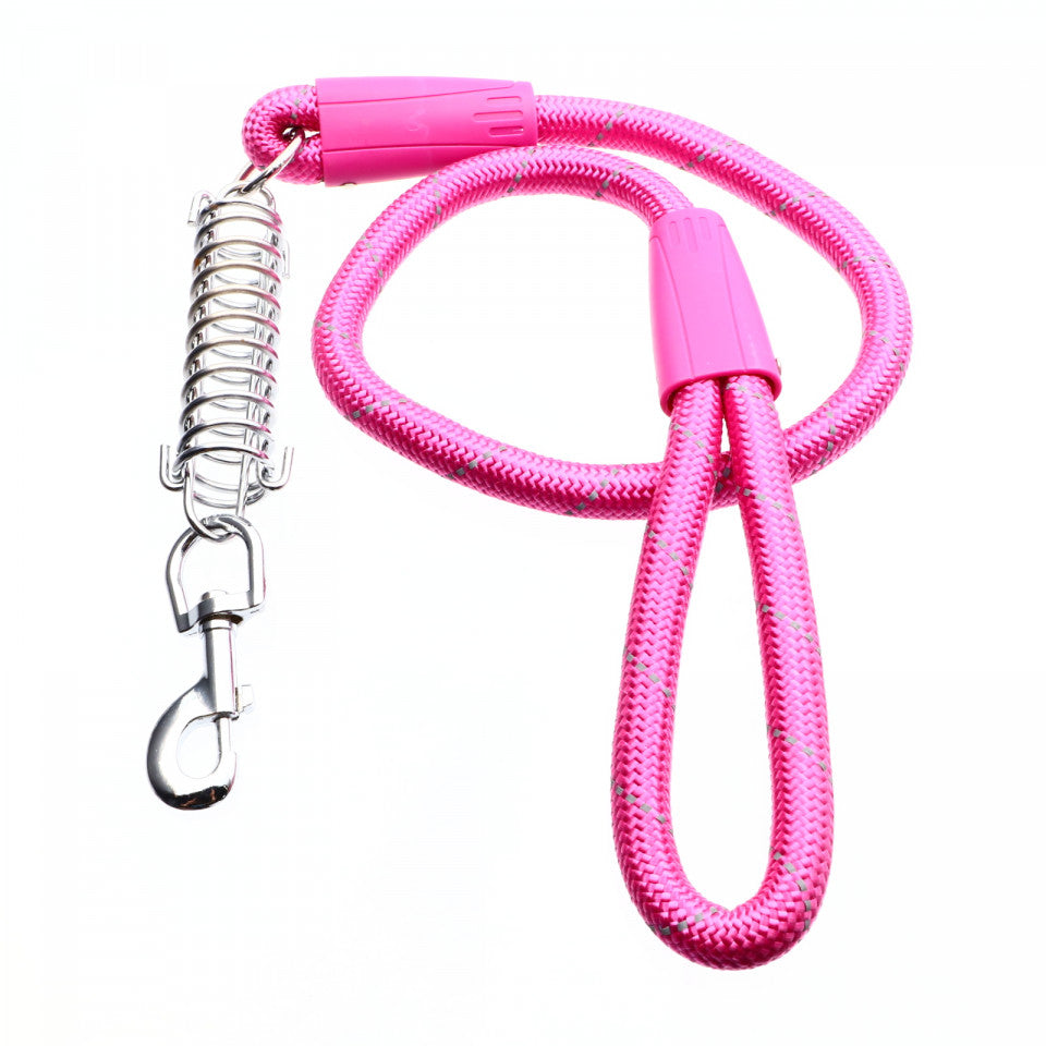 Lesa cu amortizor pentru caini de talie mare, Roz, 120 cm
