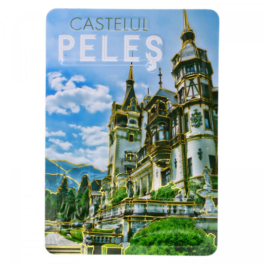 Magnet de frigider, Castelul Peles, Romania, NO55, 7 x 10 cm, Multicolor