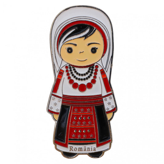 Magnet frigider, Tarancuta din Romania, NO869, 3.2 x 6.8 cm, Multicolor