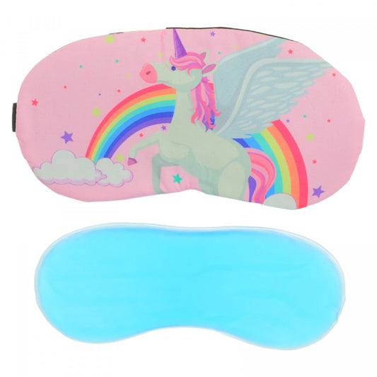 Masca pentru dormit, cu gel detasabil, reglabila, Unicorn NO437, 18.5 x 9.5 cm, Roz deschis