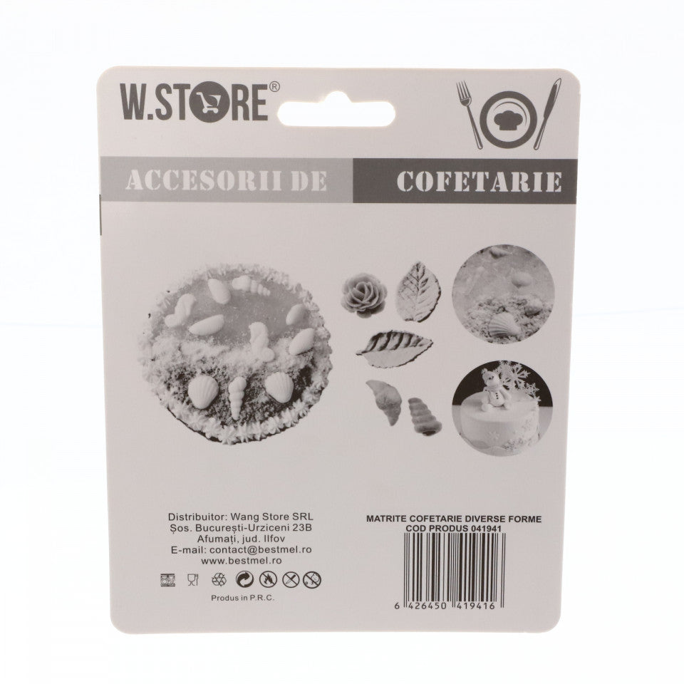 Matrisa / sablon pentru cofetarie, din silicon, forma norisori, stea, luna si norisori, 11x10 cm, Alb