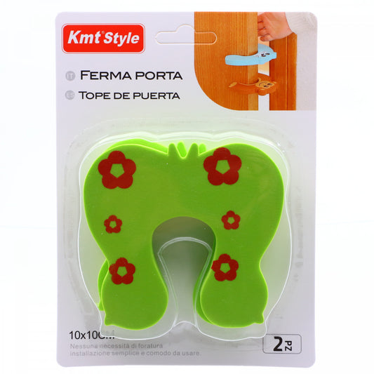 Opritor de usa pentru protectie copii, 10 x 10 cm, model fluture, Verde