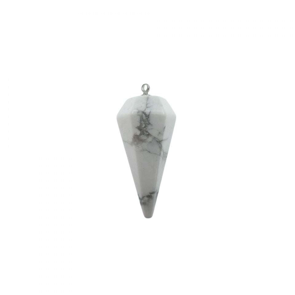 Pandantiv Dama, din piatra semipretioasa Howlite, 3.6 cm, Alb