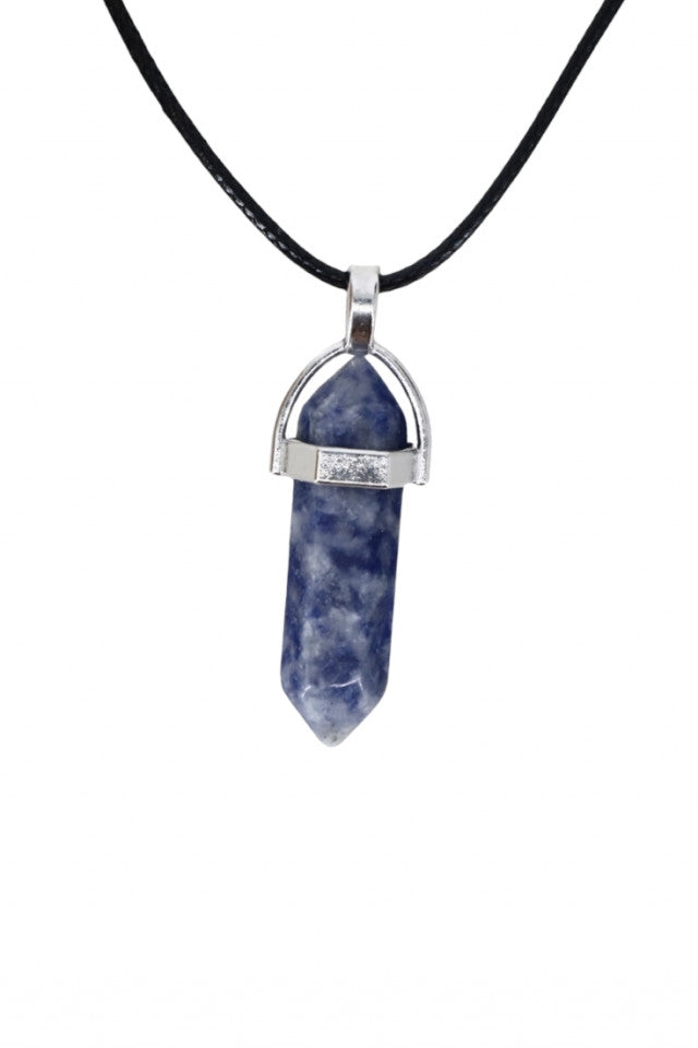 Pandantiv piatra semipretioasa cu lantisor, NO151, Lapis Lazuli, 1 x 3.5 cm, Mov